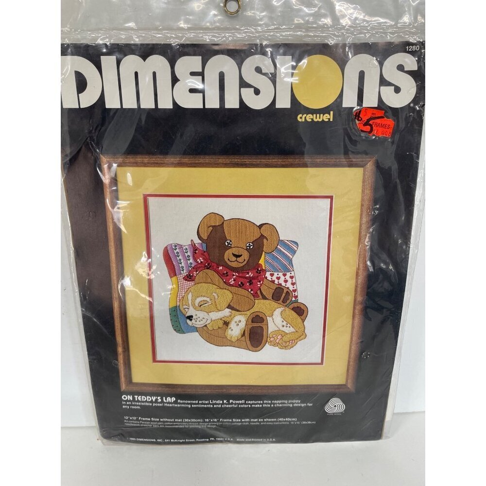 Dimensions Crewel On Teddys Lap Linda K Powell Nursery Childs Room Kit‎ #1280